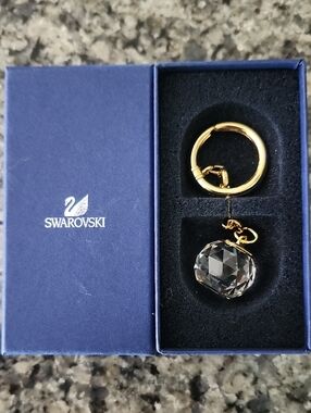 Swarovski Crystal Keyring - Clear Crystal with Gold Hardware